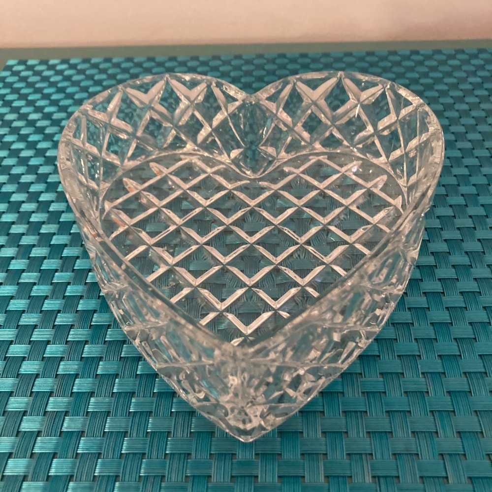 Heart Jewelry Trinket Candy Bowl Lead Crystal VIntage